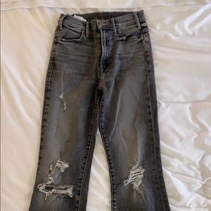 Cropped & Frayed Mother Denim